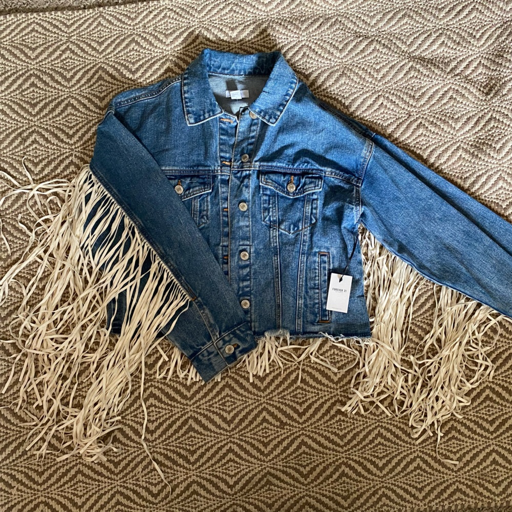 FOREVER 21 Denim Fringe Jacket